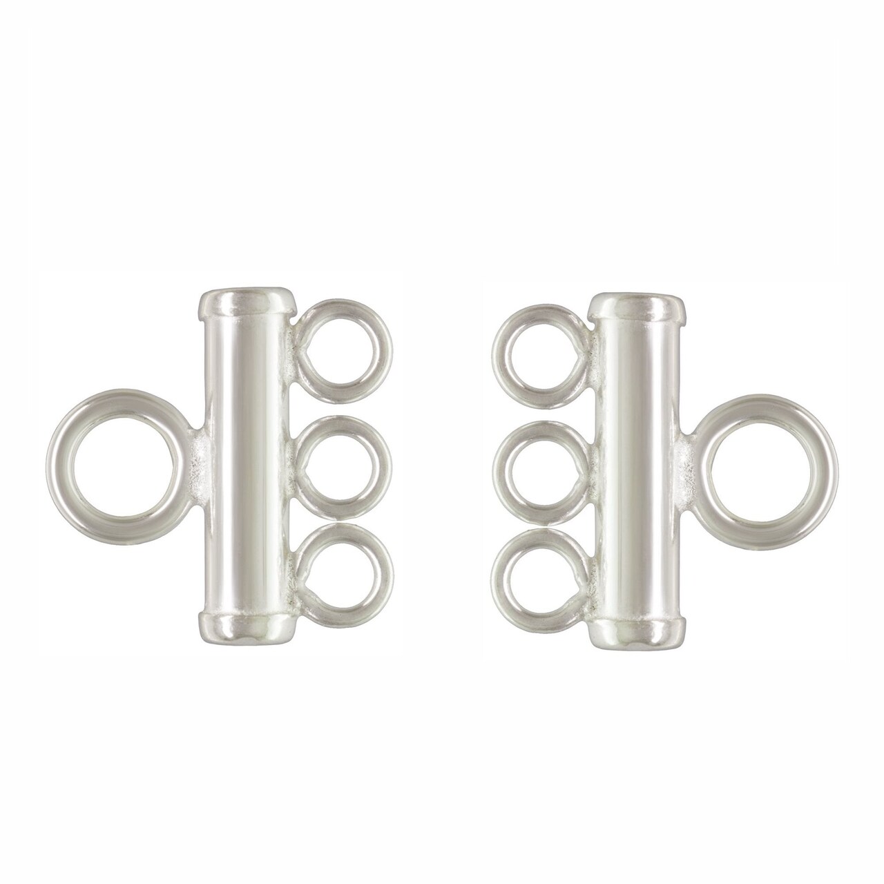 JewelrySupply 3-Strand End Bar, .925 Sterling Silver Jewelry Findings for DIY Crafts (Package of 2))